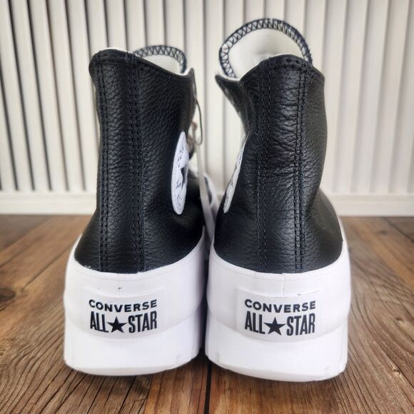 Converse CTAS Lugged 2.0 Hi Mens Sz 9 Black White Leather Chunky Sneakers Shoes - Picture 5 of 11